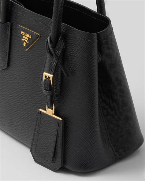 prada double cuir black|prada double saffiano leather bag.